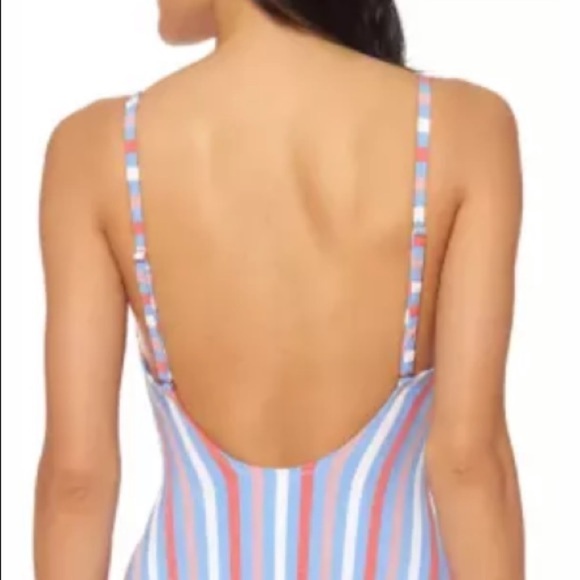 JESSICA Simpson Miami Stripe Tie Waist Swimsuit - Picture 6 of 9